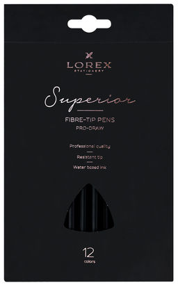 Фломастеры LOREX PRO-DRAW SUPERIOR классические 12 цв. трехгранный корпус, стандартные, ка...