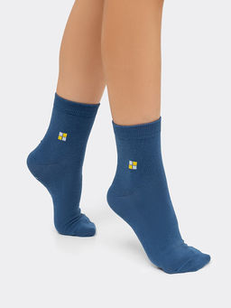 Цена за 5 пар! Высокие детские носки джинсового цвета