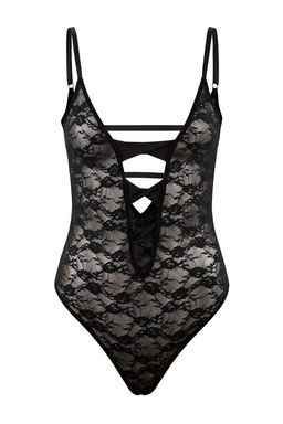 Siyah Dantel Fitted Cut Out Kaps?z Body THMSS26BD00004