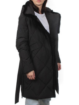 309 BLACK/BLACK Пальто зимнее стеганое женское (200 гр. холлофайбер, натуральная норка) - Fashion фото 6