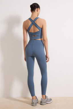 Donuk Mavi Genis Bel Lastikli Ekstra Toparlay?c? Tam Boy Orme Spor Tayt TWOAW21TA0029