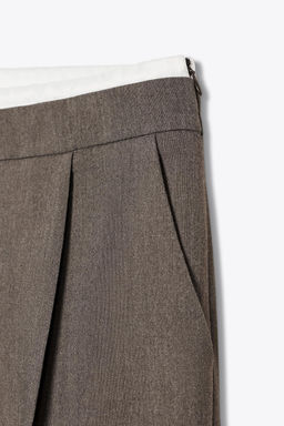 PANTAL?N ANCHO CINTURA DOBLE / Mocha - Zara фото 10