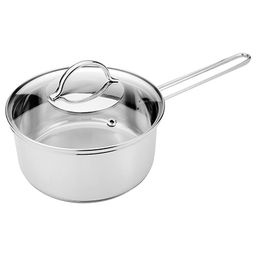 Ковш из нержавеющей стали "Pretty" 0,75л, д12см, h7см, стеклянная крышка, двойное капсулированное дно, прутковые ручки, подарочная коробка, Appetite (Китай)