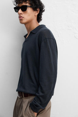 100% LINEN KNIT POLO SHIRT - Zara фото 6