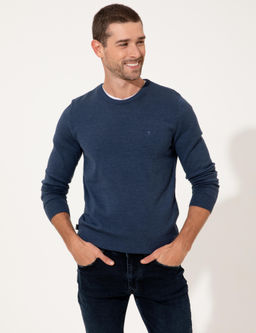 _ndigo Melanj Slim Fit Bisiklet Yaka Basic Triko Kazak