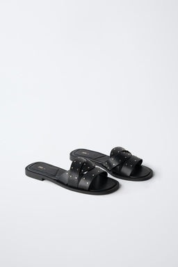 FLAT CRISS-CROSS SANDALS WITH STUDS - Zara фото 8
