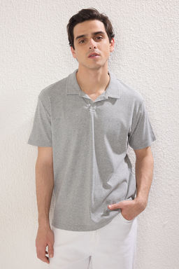 TRENDYOL MAN Ekru Regular/Normal Kesim Dokulu Basic Polo Yaka T-shirt TMNSS25PO00000 - Trendyolmilla фото 2