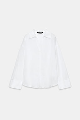 CAMISA DESFLECADA CON LINO ZW COLLECTION / Blanco - Zara фото 5