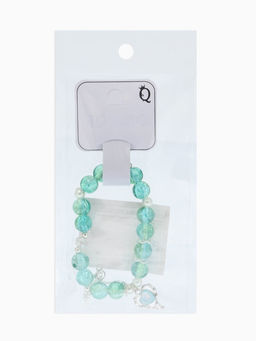 Браслет с подвесками «Сахарный. Сердце и искра», шар № 10/8, d=6 см, зеленый, голубой в серебре