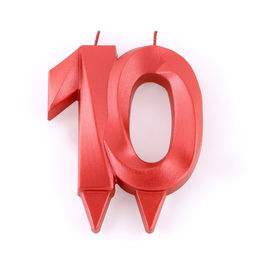 Свеча в торт юбилейная Грань, цифра 10, красный металлик, 8см - Страна карнавалия фото 3