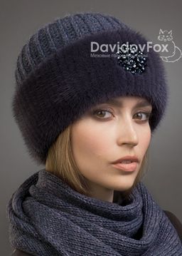 ВИДЕООБЗОР шапка Адель норка трикотаж байкал украшение