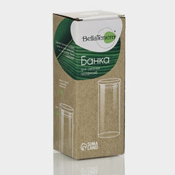 Банка для хранения BellaTenero «Эко», 300 мл, 5.5×15.5 см, с бамбуковой крышкой, стекло, прозрачная