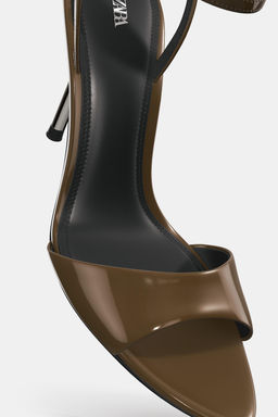 PATENT-EFFECT HIGH-HEEL SANDALS
