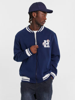 Толстовка мужская синяя с нашивкой на груди ночное море +печать 121187/1