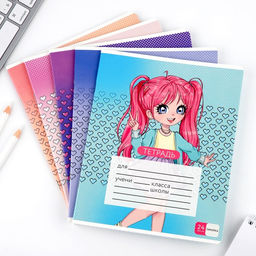 Цена за 20 шт. Тетрадь в линейку, 24 листа, А5, на скрепке, блок №1 «Аниме» МИКС