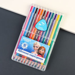 Цветные карандаши, 12 цветов, трехгранные, «Холодное сердце»