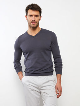 V Yaka Uzun Kollu Erkek Triko Kazak