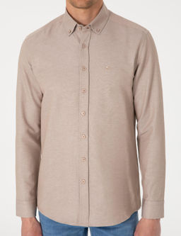 Vizon Oxford Slim Fit Kolay _t_lenebilir G_mlek - Pierre cardin фото 6