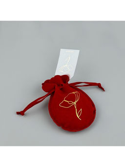 Цена за 5 шт. Мешочек подарочный замшевый Цветок, красный, тиснение, 9?12 см  1.5 см