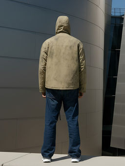 Куртка спортивная мужская весна осень бежевого цвета 25473B