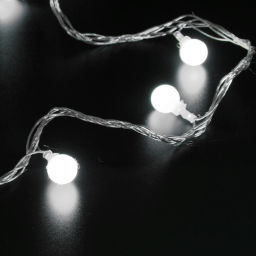 Гирлянда для дома 4м 30 ламп LED с насадками ШАРЫ 1,6 см, прозрачн. пров. 8 реж, IP-20 Белый (возможность соединения)