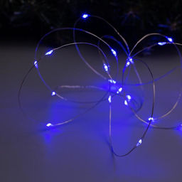Гирлянда «Нить» 2 м роса, IP20, серебристая нить, 20 LED, батарейки CR2032×2 (в комплекте), свечение синее