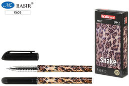 Цена за 5 шт. Ручка гелевая "Snake texture" черная 0.5мм (K602 черн) игольчатый стержень, корпус с рисунком "питон"