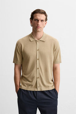 COTTON - LINEN KNIT SHIRT - Zara фото 2