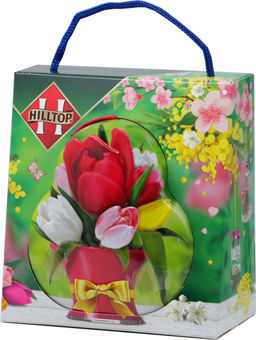 HILLTOP. 8 марта. Футляр Тюльпаны. Подарок Цейлона 50 гр. жест.банка