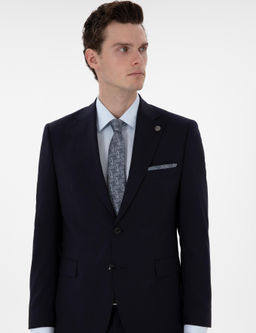 Lacivert Slim Fit Y_n Tak_m Elbise