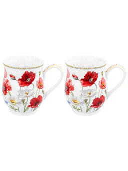 Набор 2 кружек 350 мл 11,5*8,2*10 см Маки бочонок, NEW BONE CHINA, фарфор - Elan gallery фото 3