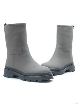 04-C187M Ботинки зимние женские (натуральная кожа (нубук) натуральный мех)