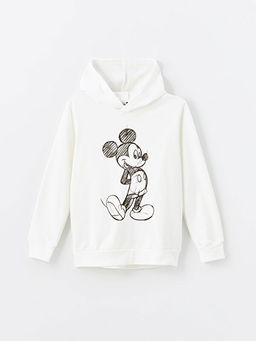 Kap??onlu Mickey Mouse Bask?l? Uzun Kollu K?z ?ocuk Sweatshirt