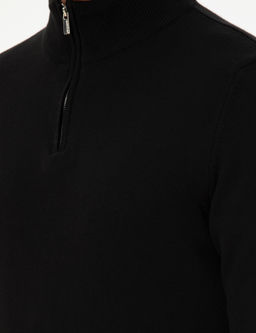 Siyah Slim Fit Fermuarl_ Dik Yaka Triko Kazak - Pierre cardin фото 7
