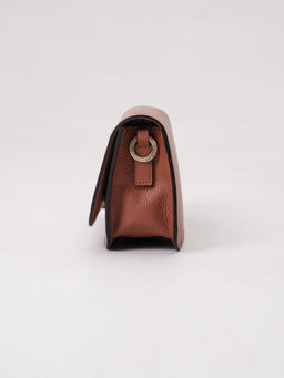 Сумка кожаная багет Deboro 30138 коричневый камень