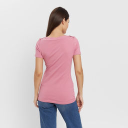 Футболка женская с вырезом лодочка MINAKU: Basic line, лиловая, размер 46