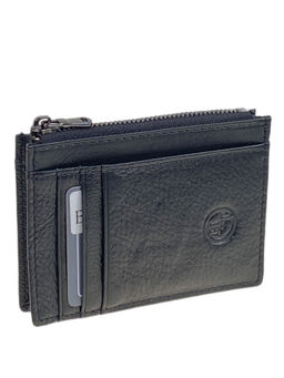 Картхолдер из натуральной кожи для пластиковых карт, цвет черный