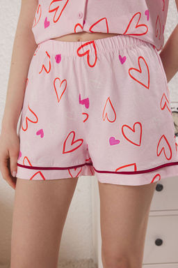 Trendyolmilla Pembe %100 Pamuklu Kalpli Biyeli Sortlu Orme Pijama Tak?m? THMSS25PT00344  фото 4