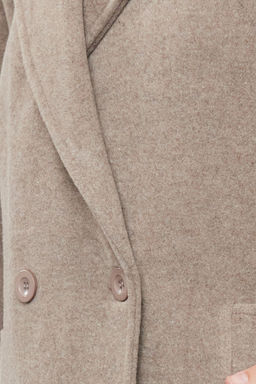 Trendyolmilla Vizon Kruvaze Regular Yunlu Midi Kaban TWOAW25KB00016  фото 4