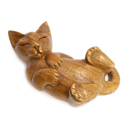 Статуэтка Кот дерево албезия 9см-18см символ удачи в доме