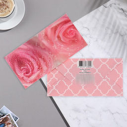 Цена за 10 шт. Конверт для денег Универсальный глиттер, розы, 8,5х17 см - Simaland фото 2