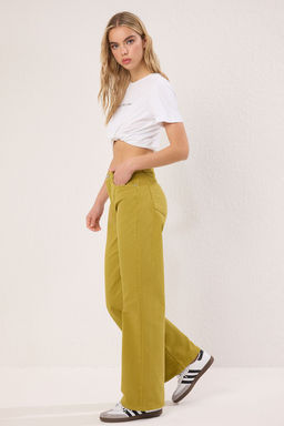 Ekru Bel Detayl? Yuksek Bel Wide Leg Pantolon TWOAW25JE00039 - Trendyolmilla фото 10