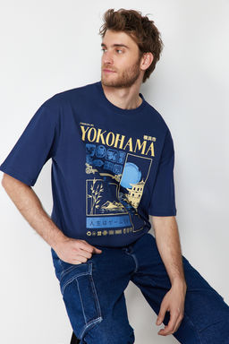 TRENDYOL MAN Tas Oversize/Genis Kesim Uzak Dogu Bask?l? %100 Pamuklu T-Shirt TMNSS24TS00035 - Trendyolmilla фото 4