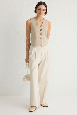 TRENDYOLMILLA Bordo Premium Dugmeli Crop Dokuma Yelek TWOAW24YE00061