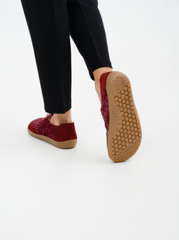 Босоногие туфли 188.natabr.Бордовый джангл+бордовая замша