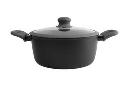 Кастрюля, 24 см, 3,9 л, с крышкой, с покрытием, алюминий, серо-черная, Robust