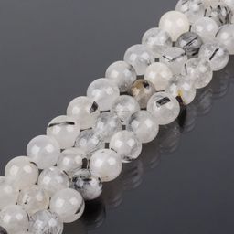 Бусины для украшений из Кварца с включением Турмалина 37 см