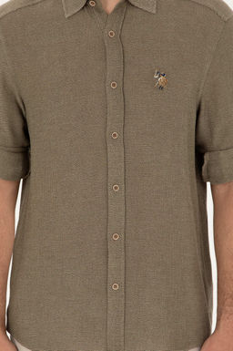 U. S. Polo Assn / Мужская рубашка цвета хаки с длинным рукавом - U.s. polo assn фото 6