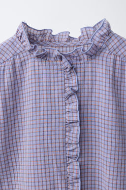 CHECK SHIRT WITH RUFFLE TRIM - Zara фото 3