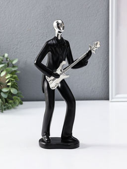 Сувенир полистоун "Гитарист" чёрный с серебром 6,5х15,2х27,5 см